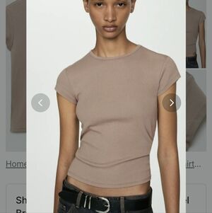 Short sleeve knitted t-shirt Light/Pastel BrownXL /US 16-18·New with tags·Mango